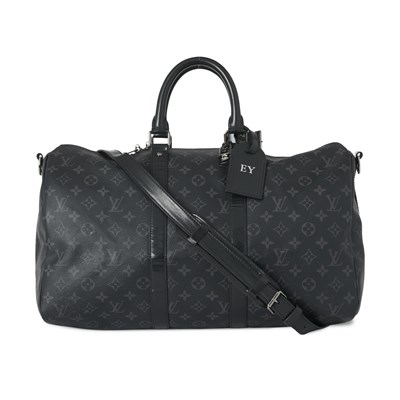 Lot 427 - Louis Vuitton, a monogram eclipse Keepall Bandouliere 45 luggage bag.