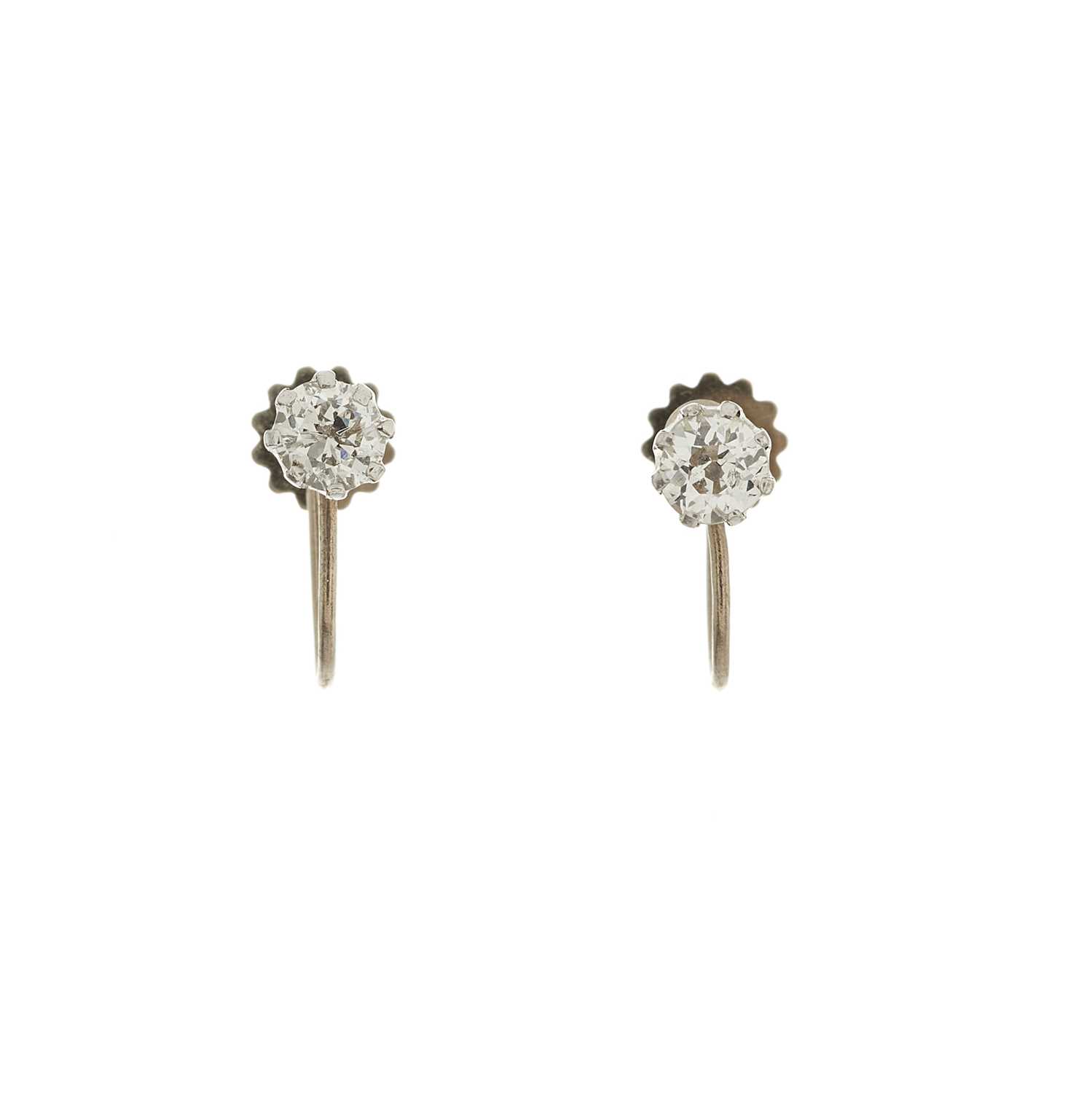 Lot 21 - A pair of 18ct gold old-cut diamond...