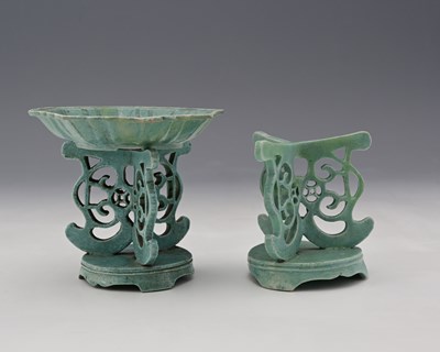 Lot 340 - A Chinese turquoise glazed octagonal dish on...