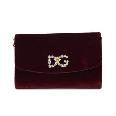 Lot 336 - Dolce & Gabbana, a velvet DG chain clutch bag.