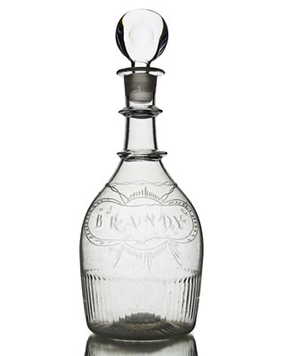Lot 407 - An Irish engraved glass part moulded decanter,...