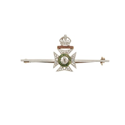 Lot 180 - A diamond and enamel Regimental sweetheart brooch