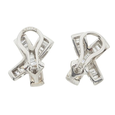 Lot 34 - A pair of platinum diamond cross earrings