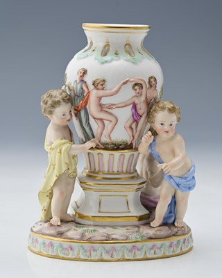 Lot 512 - Meissen, a porcelain figural vase, model 1649,...