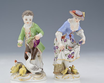 Lot 514 - Meissen, two figure groups, each modelled as a...