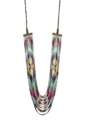 Lot 104 - A sapphire, ruby and emerald multi-row bead necklace