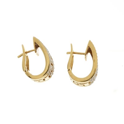 Lot 38 - A pair of 18ct gold pave-set diamond hoop...