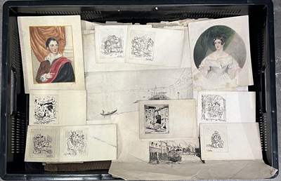 Lot 52 - Two watercolour on paper portrait miniatures,...