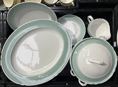 Lot 123 - An Art Deco green striped Shelley part dinner...