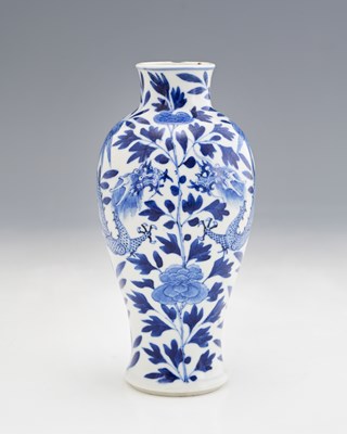Lot 352 - A Chinese blue and white vase, Kangxi mark and...