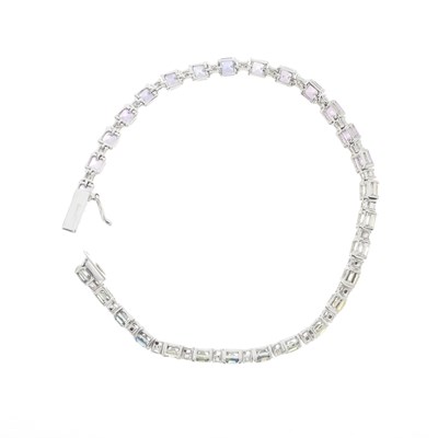 Lot 77 - A 14ct gold vari-hue harlequin sapphire and diamond line bracelet