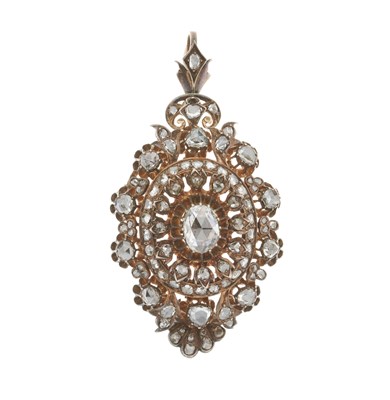Lot 25 - A 19th century silver and gold, rose-cut diamond pendant