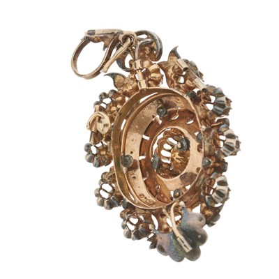 Lot 25 - A 19th century silver and gold, rose-cut diamond pendant
