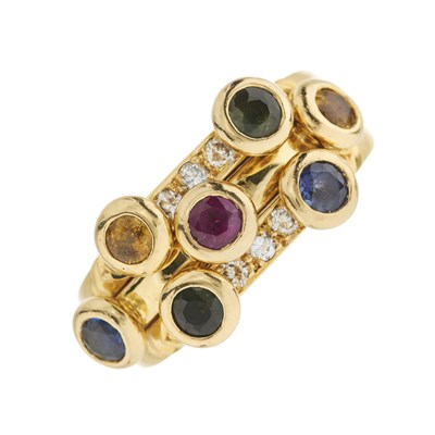 Lot 131 - Adler, an 18ct gold vari-hue harlequin sapphire and diamond Serail dress ring