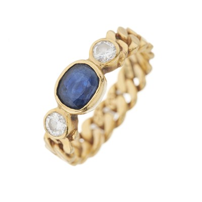 Lot 37 - An 18ct gold sapphire and diamond three-stone ring