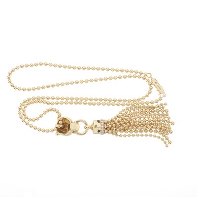 Lot 61 - Cartier, an 18ct gold diamond, green garnet, onyx and lacquer Panthere de Cartier necklace