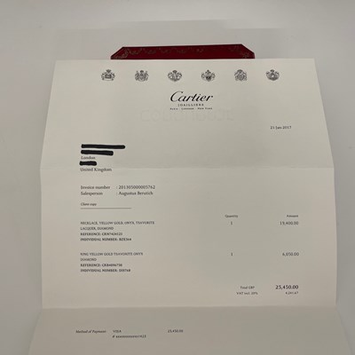 Lot 61 - Cartier, an 18ct gold diamond, green garnet, onyx and lacquer Panthere de Cartier necklace