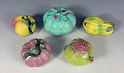 Lot 322 - A blue glazed lidded pot, formed as a gourd...