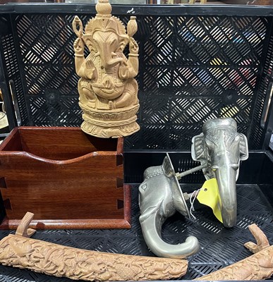 Lot 35 - A pair of cast metal elephants head door...