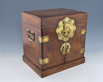 Lot 376 - A Chinese hardwood table chest or cabinet,...