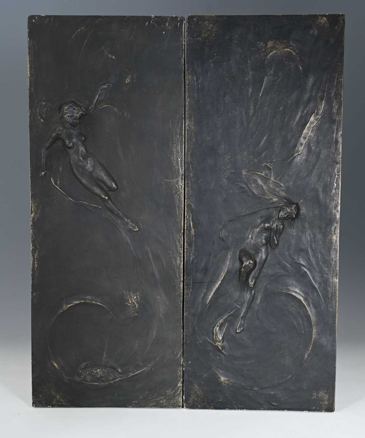 Lot 95 - Gilbert Bayes, a pair of relief moulded...