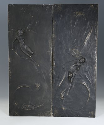 Lot 95 - Gilbert Bayes, a pair of relief moulded...