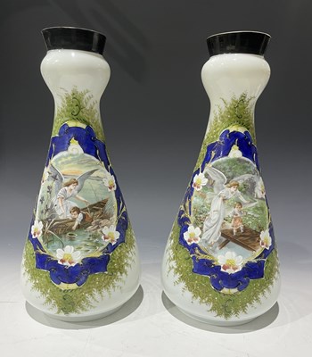 Lot 327 - A pair of 19th century continental glass vases,...
