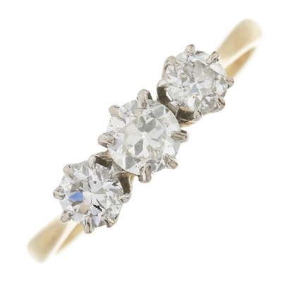 Lot 169 - A brilliant-cut diamond three-stone ring