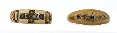 Lot 436 - Two early 20th century gold gem-set rings