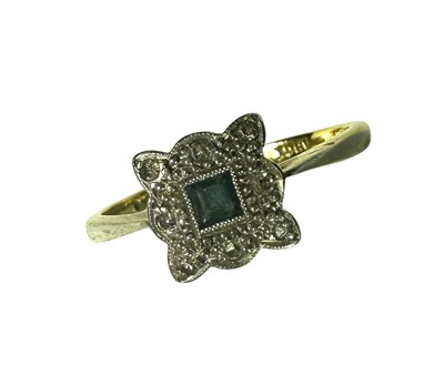 Lot 415 - An Art Deco 18ct gold and platinum, sapphire and diamond cluster ring