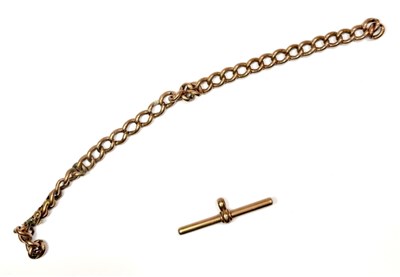 Lot 462 - A curb-link chain bracelet, AF, together with a 9ct gold T-bar