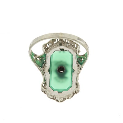 Lot 79 - An 18ct gold green chalcedony and circular-cut...