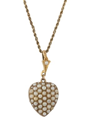 Lot 6 - An early 20th century split pearl heart pendant, with rope-twist chain