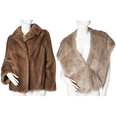 Lot 475 - A pastel mink fur jacket and fur stole.
