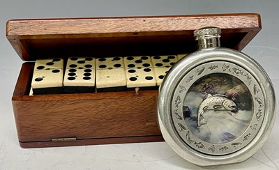 Lot 276 - An Edwardian mahogany cased set of bone and...