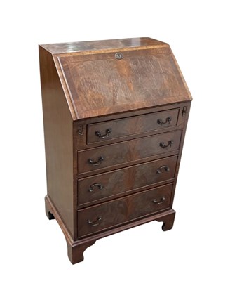 Lot 605 - A mahogany veneered fall front bureau, of...