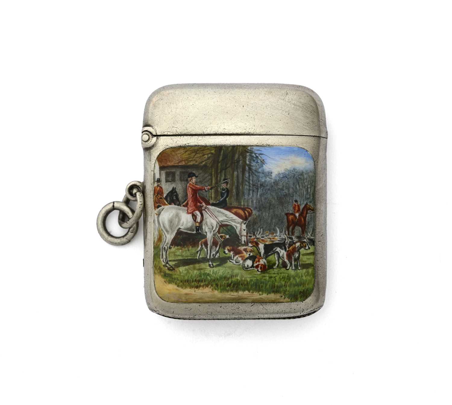 Lot 45 - An Edwardian silver and enamel vesta case, by...