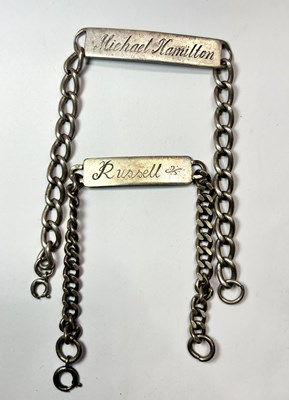 Lot 440 - Two name tag curb-link chain bracelets