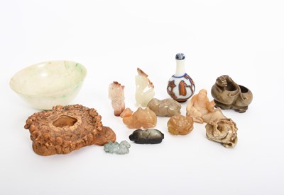 Lot 370 - Nine Chinese Jade, jadeite and hardstone...