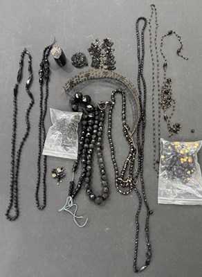 Lot 223 - A selection of mainly jet and French jet jewellery and accessories