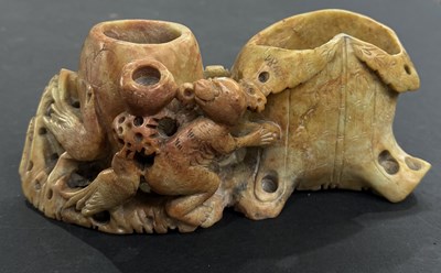 Lot 388 - A carved hardstone pot