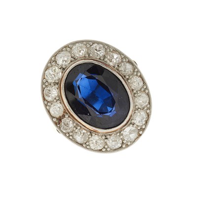 Lot 100 - A mid 20th century gold, synthetic sapphire...