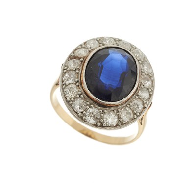 Lot 100 - A mid 20th century gold, synthetic sapphire...