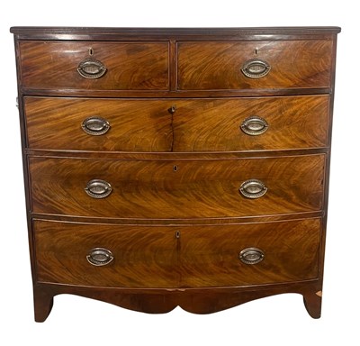 Lot 601 - A 19th century mahogany bow front chest of...
