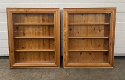 Lot 638A - Two glazed pine display cabinets, with moulded...