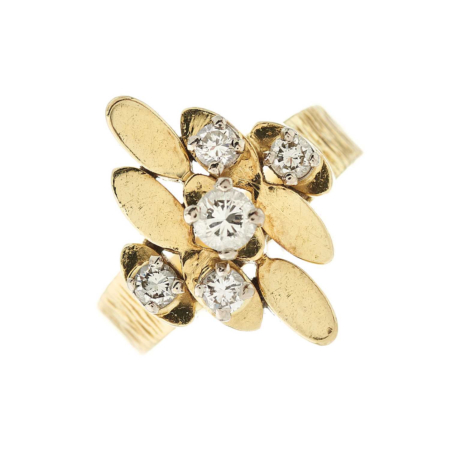 Lot 106 - A 1970s 18ct gold abstract dress ring, with...