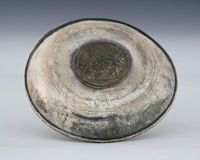 Lot 47 - An Ottoman silver and coin set dish, incised...