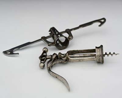Lot 110 - Two French chromed metal lever corkscrews,...