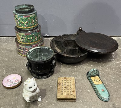 Lot 36 - A collection of Chinese items: a set of three...