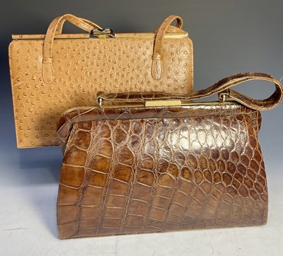 Lot 350 - A midcentury light brown ostrich leather...